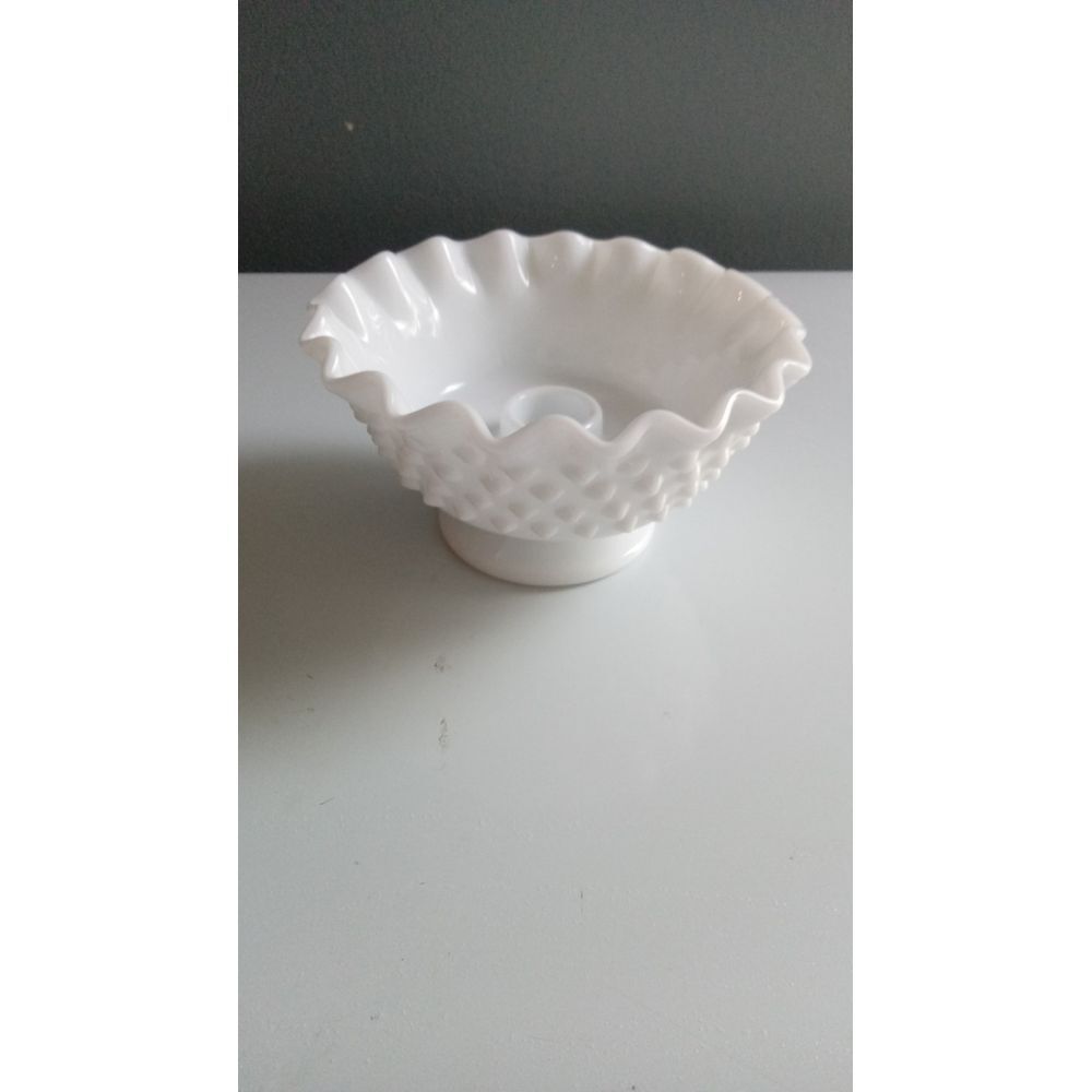 Vintage Milk Glass Hobnail Ruffled Bowl Centerpiece Decorative Candy Dish